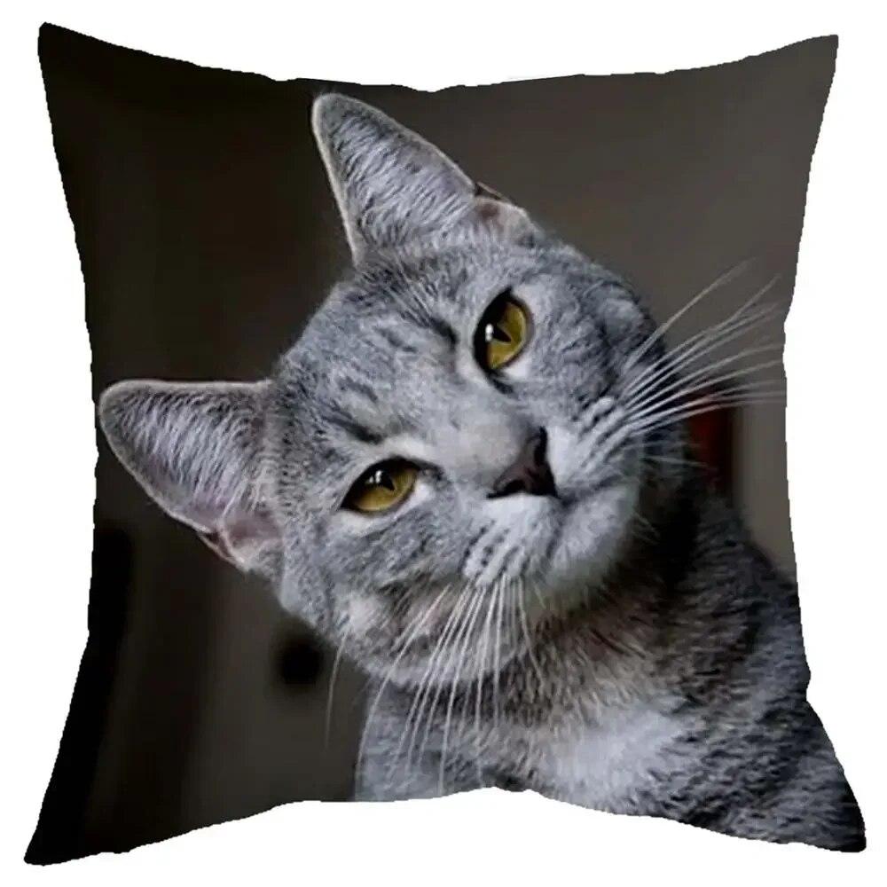 Cute Little Lazy Cat Living Room Sofa Decorative Cushion Cover Square Pillowcase Elegant and Fashionable Home Design 45x45cm