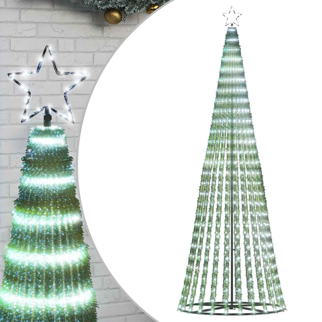 Vidaxl Conical Christmas Tree With Lights, 475 Cool White LEDs, 247 Cm