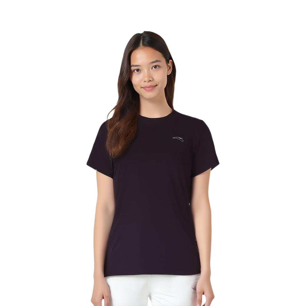 Anta T-shirt da Donna Basic Comoda Traspirante Girocollo Manica Corta Top Nero 962525104-5