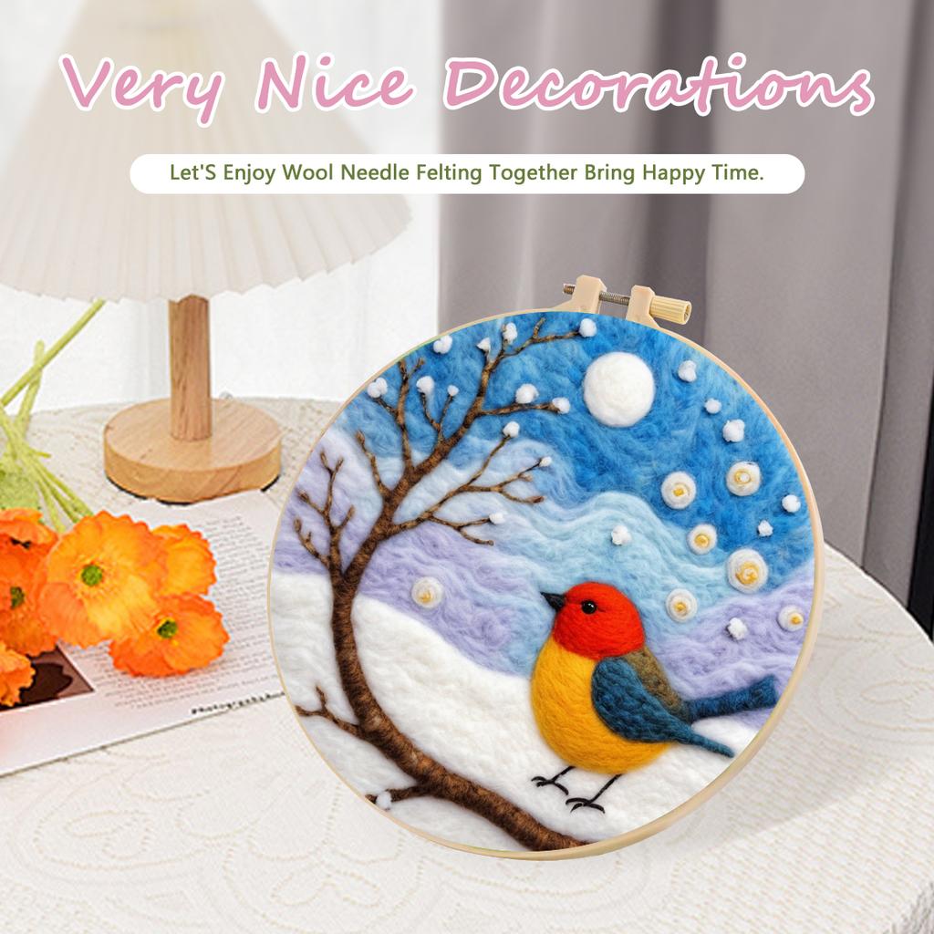 CHENISTORY DIY Wool Felting Painting Embroidery Frame Handmade 3D Needle Wool Painting Picture Canvas Home Decors Crafts Gift