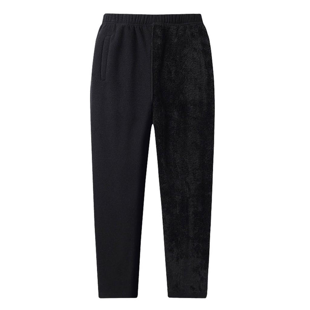 Mens Casual Loose Solid Color Warm Fleece Sweatpants And Fleece Pants