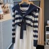 Women's Color-block Striped Long Sleeve Knit Top