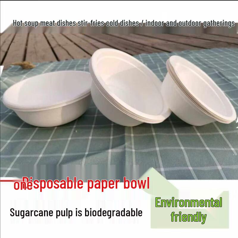 Kashicong Biodegradable Disposable Paper Bowls with Lids