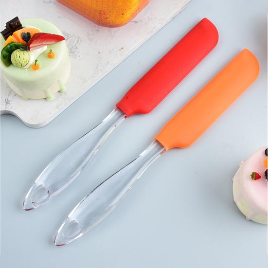 

Силиконовая лопатка с прозрачной ручкой, пищевой закругленный угол, термостойкая лопаточка для выпечки, скребок для торта