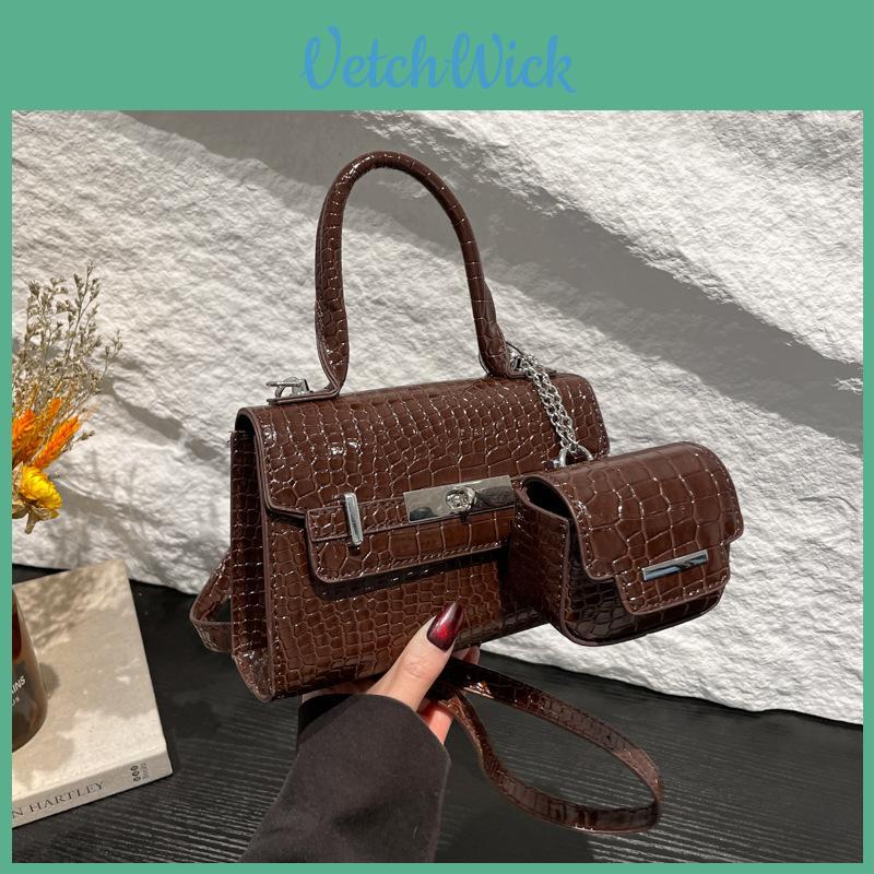 Pu Leather Stone Texture Crossbody Bag With Small Bag For Daily Fashion Womens Accessories