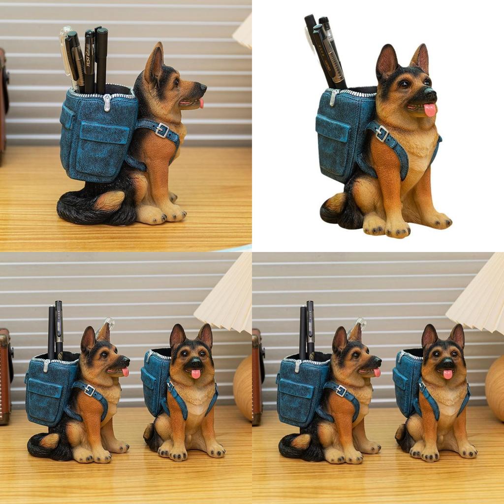 Kreativ Söt Border Collie Pennställ Kontorsbord Snygg Harts Pappersvaruorganisatör