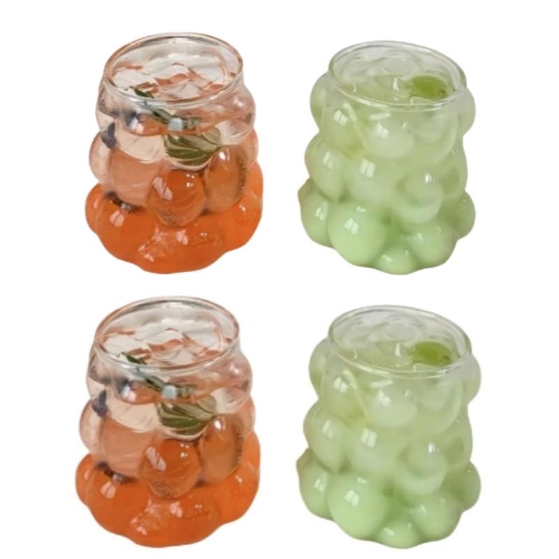 

4 креативных стеклянных стакана объемом 350 мл/11,8 унций, симпатичный набор стаканов для коктейлей, стакан для холодного кофе, эстетичный набор для напитков, кухонный обеденный стол 301-400ml