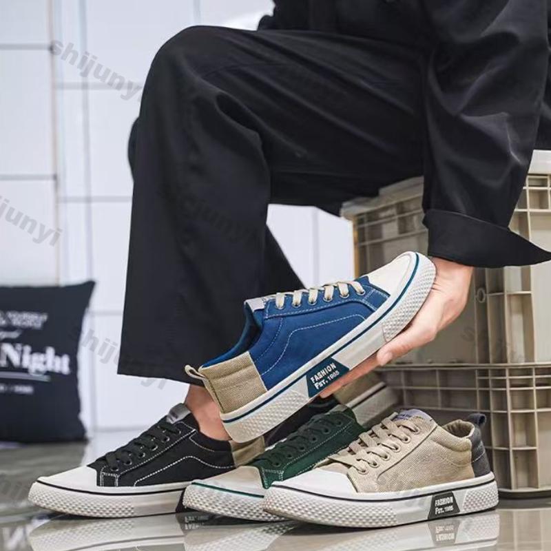 Fashion Men's Canvas Shoes Spring Autumn New Non Slip Comfortable Flats Fashion Vintage Lace Up Lightweight Casual Shoes Zapatillas