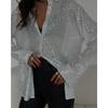 Spring and Summer Shirts, Beaded Tops, Lapel Long Sleeved Cardigans, Basic Styles, Women's Shirt Jackets