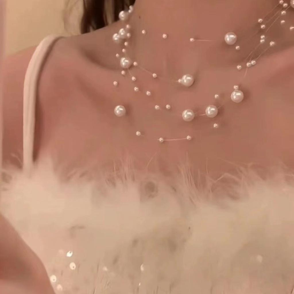 Mehrschichtige Perlen-Gypsy-Halskette super feenhaft 2026 neue Schlüsselbein-Kette Damen-Halsketten-Dekoration