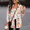Women's Christmas Print Button Cardigan Long Sleeve Loose Fit Casual Shirt Top