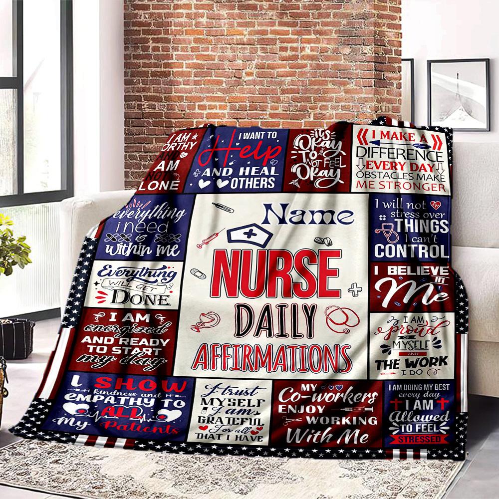 Empowering Nurse Daily Affirmations Cozy Blanket Text Ultrasoft Great For Sofa Couch Office Bed Picnics Four Seasons Universal Versatile Accessory