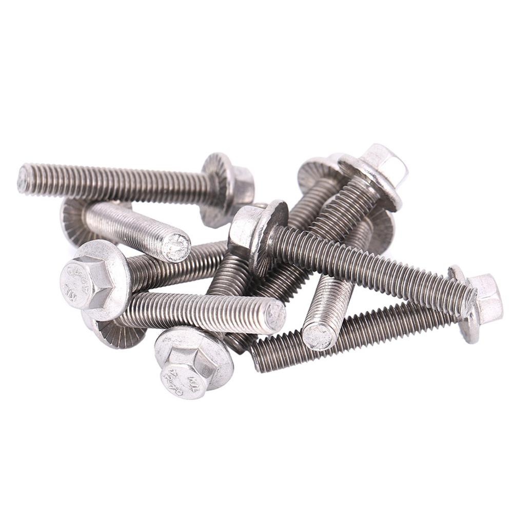10pcs Serrated Locking Face Hex Flange Screws Hex Head Skid Plate Bolts Vehicle Protection