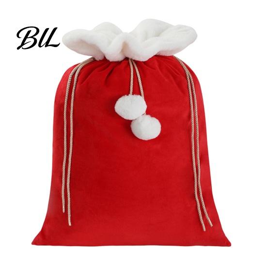 Decorative Drawstring Bags for Gifts Christmas Velvet Santa Gift Bag, 19 x 26 Inch Large Reusable Jewelry Organizer Claus Presents Sack Xmas