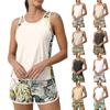 Women’s Two Piece Tankini Set with Tropical Print Sleeveless Top and Swim Shorts for Beach or Pool Activities