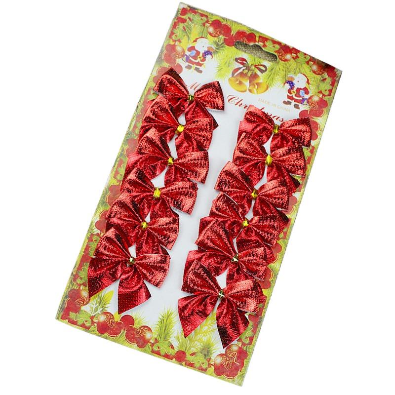 12pcs Flocking Xmas Tree Ornaments Bowknot Pendant Christmas Decorations  Home Decoration