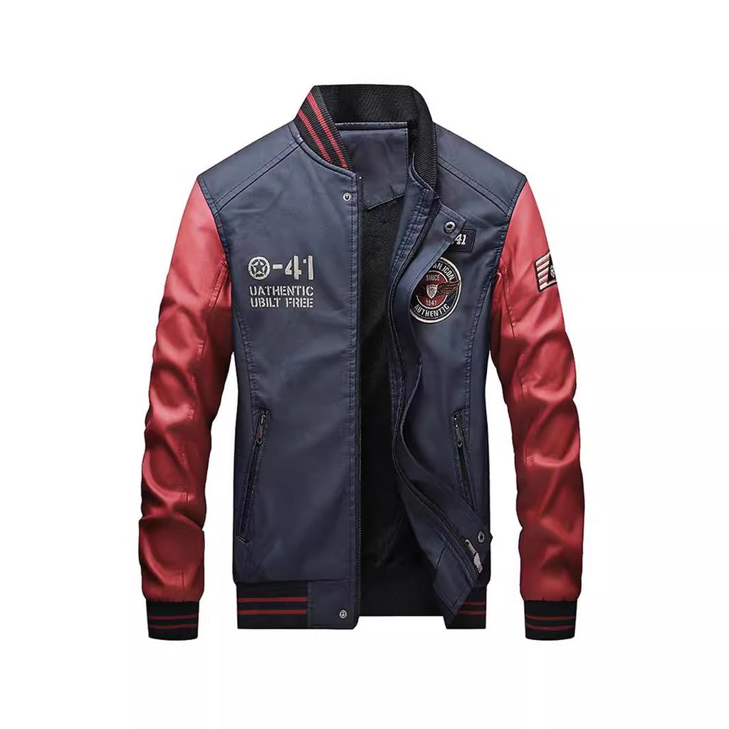 Autumn and winter men's leather jacket baseball jersey PU men's jacket