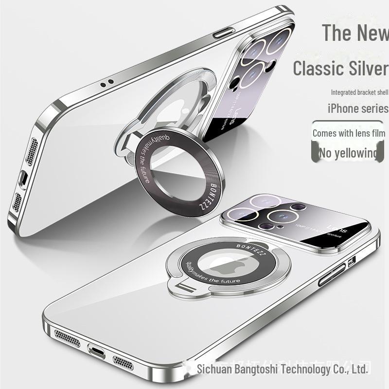 Magnetic Electroplated Clear Case with Lens Film for iPhone 15 Pro Max