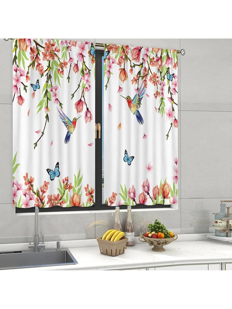 Panel Set Sunflowers Window Curtains Treatments Drapes Kitchen Dining Room Bedroom Living Curtain Polyester With Rod Pocket Washable Great Ready