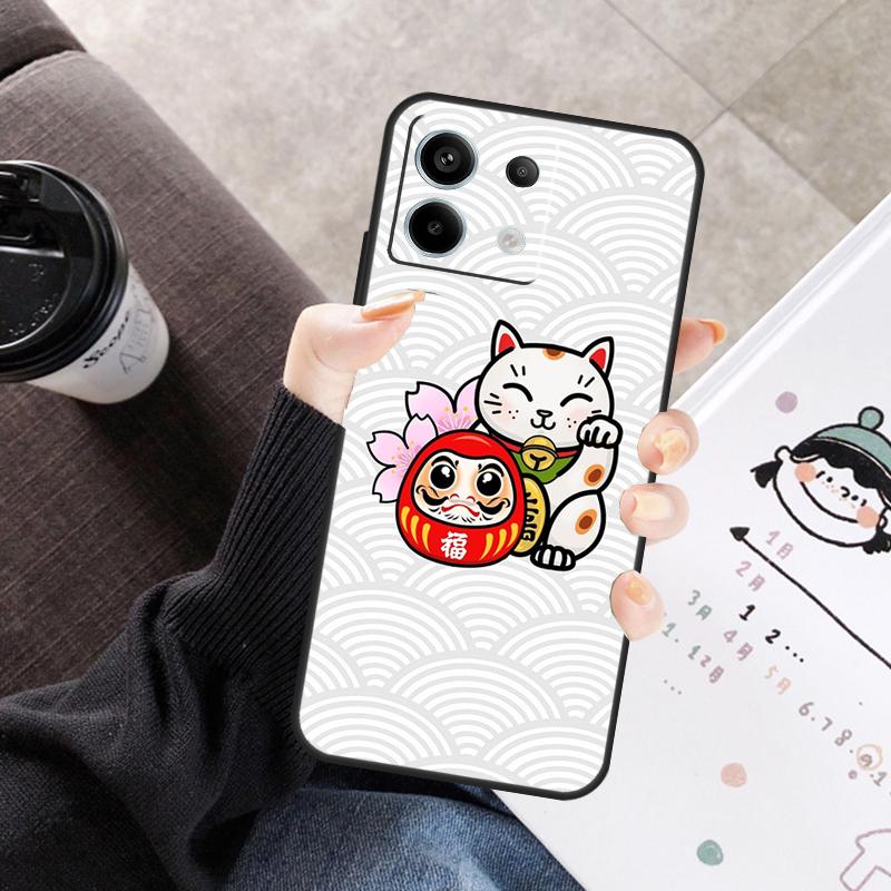 Japanese Lucky Cat Cover For Xiaomi Redmi Note 13 9 10 11 12 14 15 Pro Plus Case For Redmi 15 C 12C 13C 14C 10C