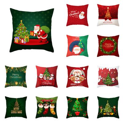 Merry Christmas Cartoon Santa Claus Print Pattern Cushion Cover Home Living Room Sofa Decoration Pillow Pillow Cover