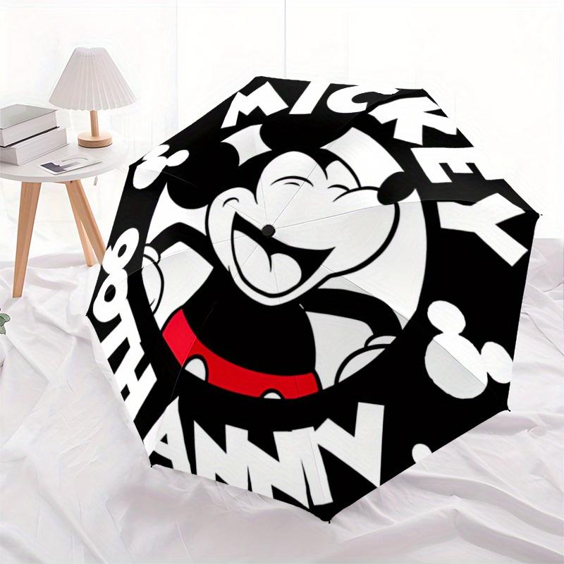 

1pc Disney Mickey Mouse 90th Anniversary Celebration Automatic Opening and Closing Umbrella, Lightweight 3-Fold, With Cute Cartoon Character