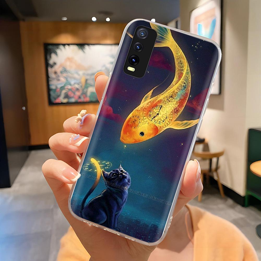 Pro Vivo V2027 V2028 V2029 Zadní kryt Vivo Y11S Y12s Y12a Y20 Y20s Y20i Pouzdro Roztomilý Kreslený Malovaný Funda Měkký TPU Silikonový Nárazník