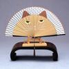 Cartoon Cat Folding Fan Japanese Style Wooden Hand Held Fan