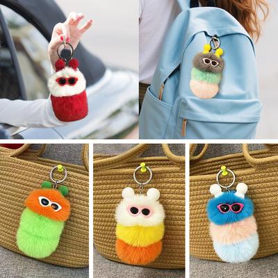 1PC Pendant Gift Car Keychain Personality Plush Doll Trendy Flu Plush Fun Cute Fashion Multicolored