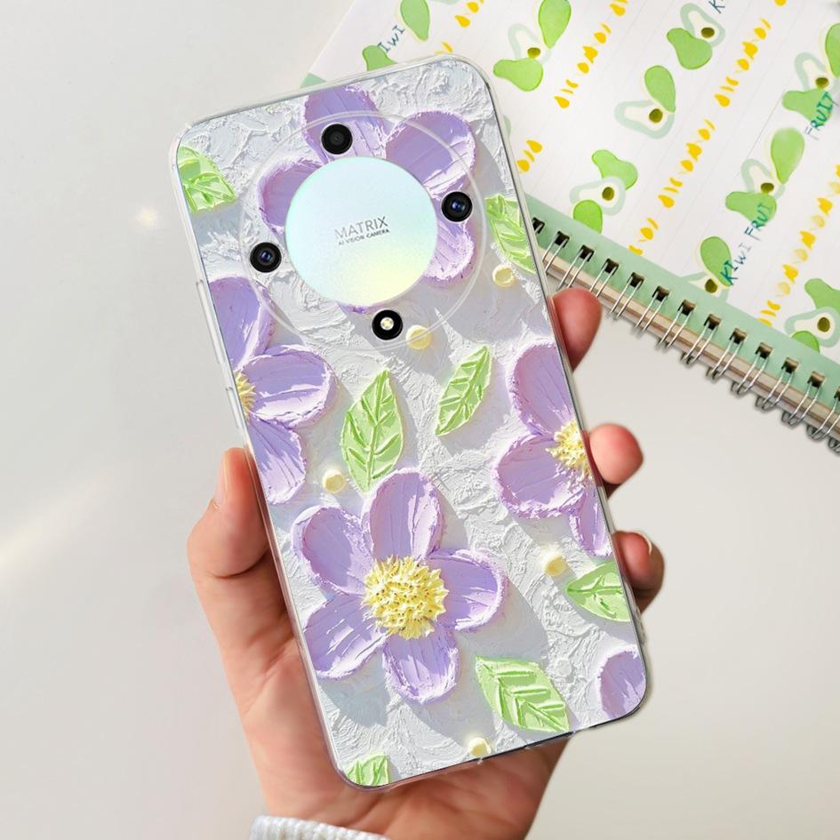 For Honor X9b 5G Case ALI-NX1 Popular Flower Soft Clear Silicon TPU Cover For Honor X9a RMO-NX1 HonorX9 ANY-NX1 Shockproof Funda