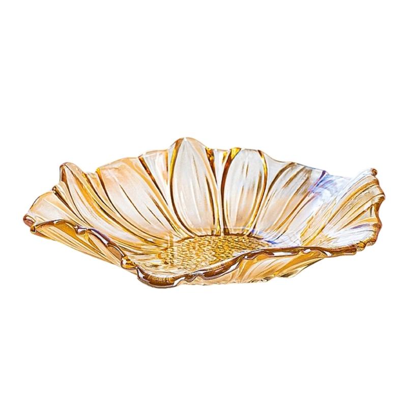 Sunflowers Pattern Glass Serving Tray With Multiple Color Great For Displaying Snacks Fruits And Dessert At Gatherings