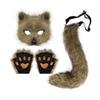 Furry Therian Kostýmová sada pro dívky ženy ocas z umělé kožešiny plyšová maska nadýchané tlapkové rukavice sada liška kočka vlk zvíře cosplay doplňky
