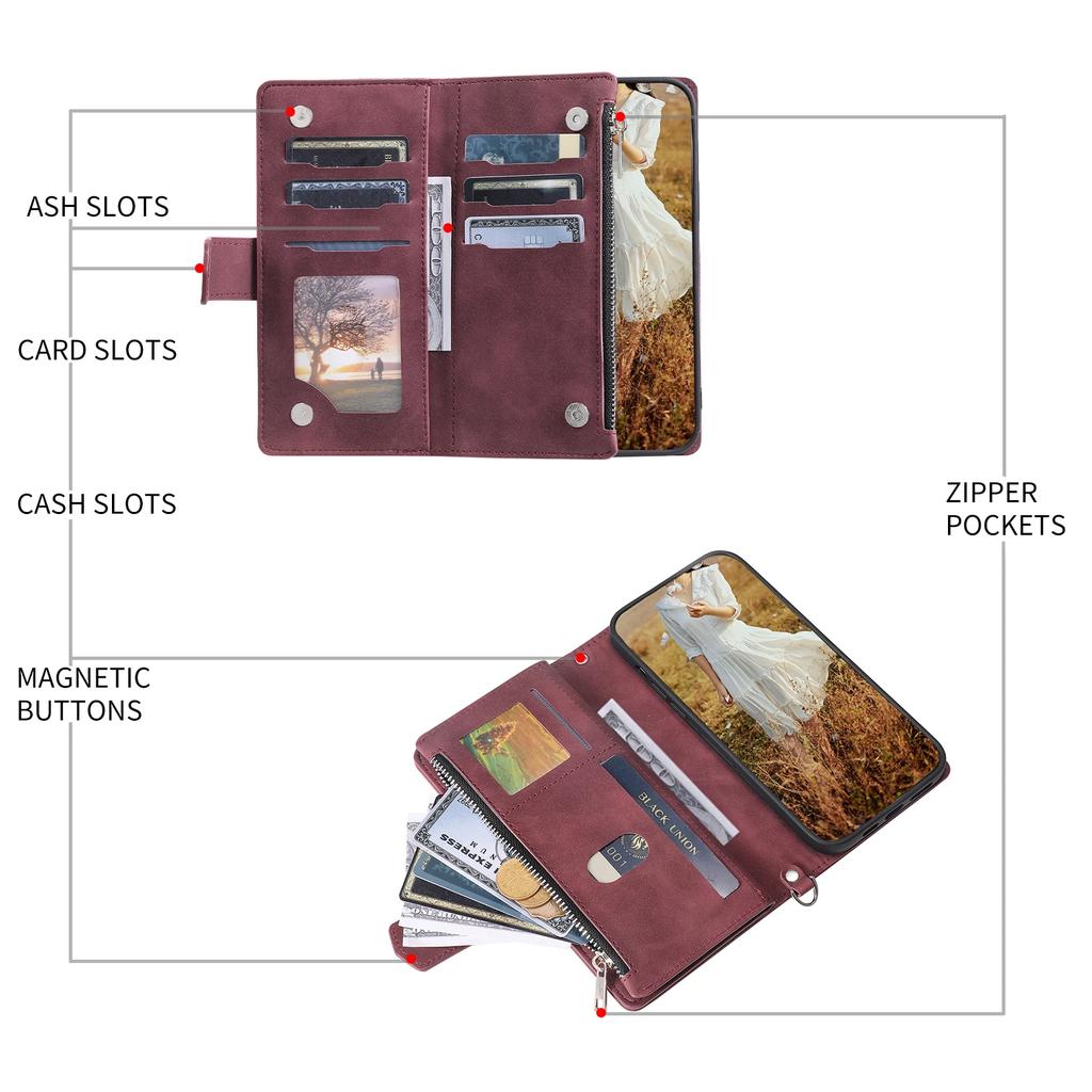 Crossbody Flip Zipper Wallet Leather Phone Case for XiaoMi RedMi Note 14 Pro Plus 14C 13 14C 12 12T 13T Poco X7Pro Lanyard Cover