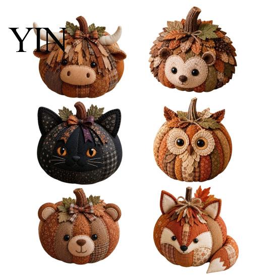 Basteln für den Familienabend Tier Kürbis Patchwork-Set, DIY Fuchs Katze Eule Nähen Halloween Filzmaterialien Niedliches Bastelset Erwachsene, Herbstdekoration für Zuhause