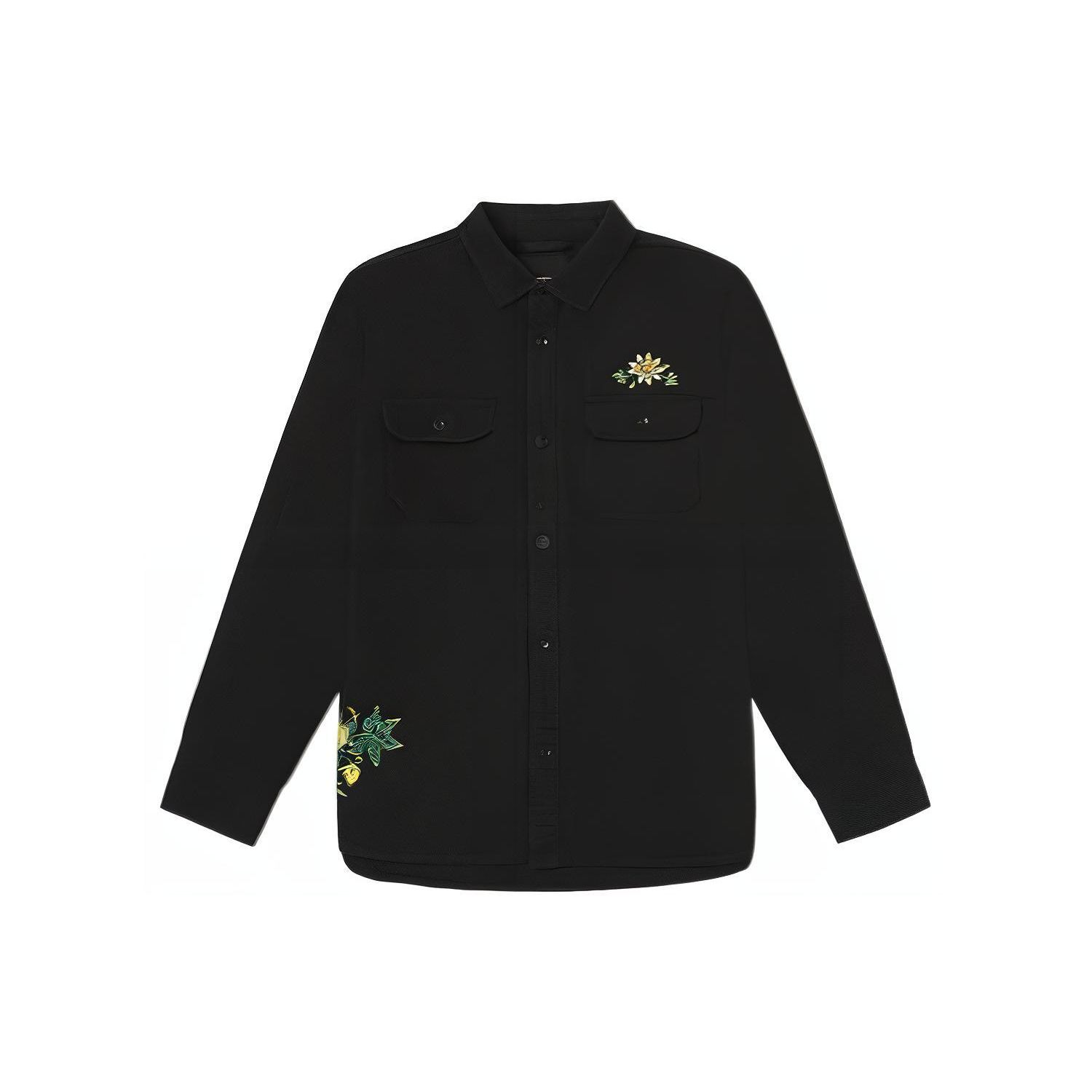Vans Floral Embroidery Flannel Long Sleeve Shirt Black Men VN00006BBLK XS
