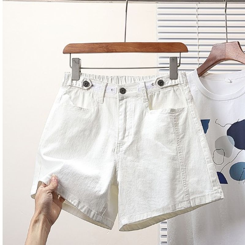 

Summer New Plus Size Women s Elastic High Waist White A- line Slimming Elastic Thin Denim Shorts Hot Pants XL-5XL White 5XL((Recommendation 90.00 kg-100.00 kg)