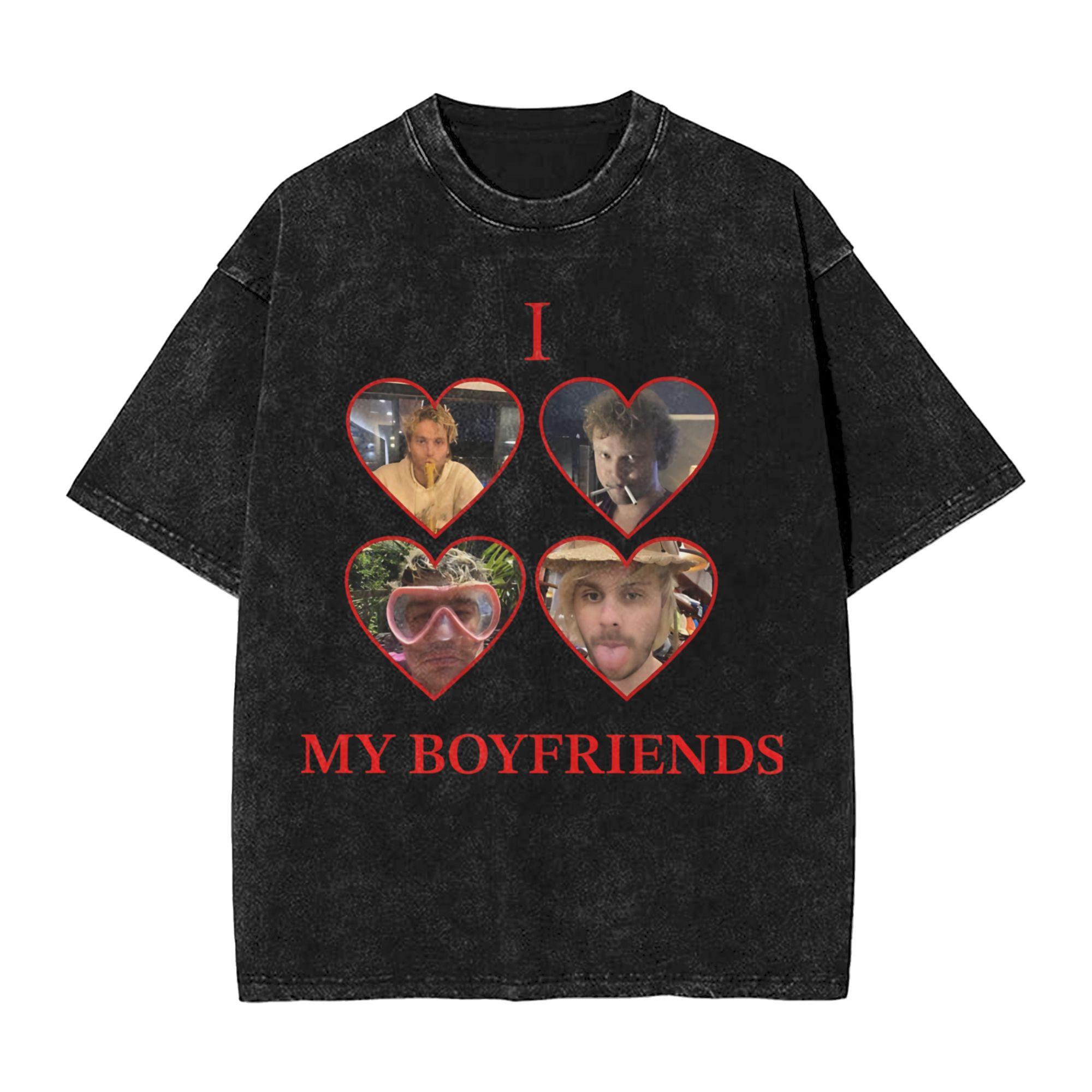 I Love My Boyfriends Sos Washed T Shirt Man Sos YK Fun Casual T Shirts Summer ONeck Hippie Tees Printed Oversized Tops S разноцветный