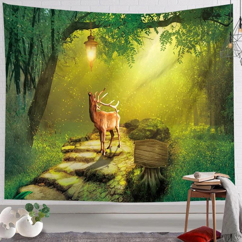 Christmas Elk Deer Tapestry Wall Decor Aesthetic Tapestry Home Decoration College Dorm Room Decor Art Tapestry Wall Hanging Decor