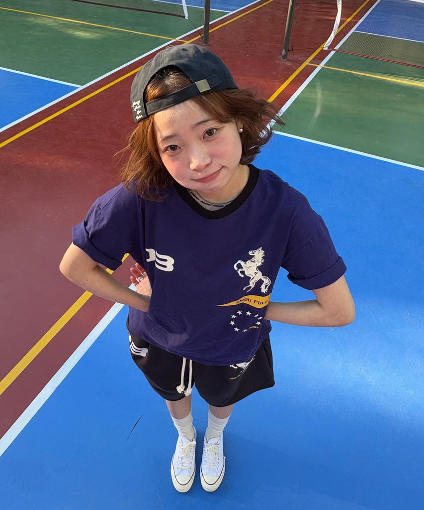 AMOU Sporty Horse Half T-Shirts Purple