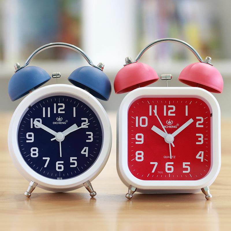 Nordic Style Fashionable and Simple Creativity Metal Ringing Alarm Clock Mute Alarm Clock Student Bedroom Luminous Clock Watch