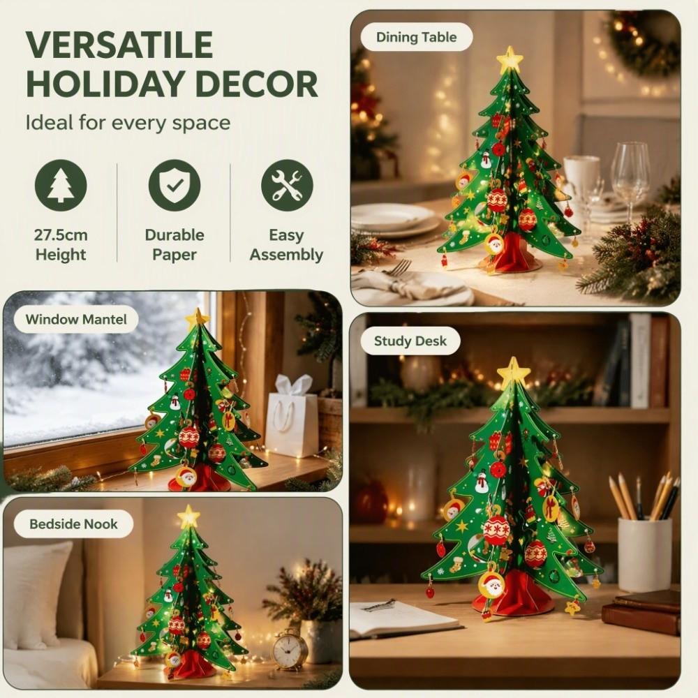 LED Christmas Tree DIY Craft Kit Colorful Desktop Christmas Ornament Beginner‑Friendly