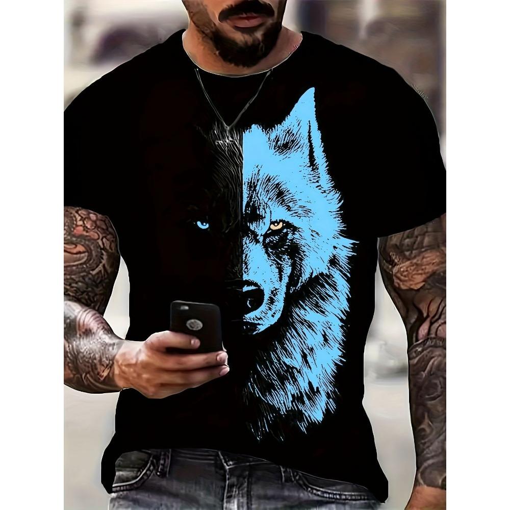 Tiger T-shirt for men's animal 3D printing men's summer short sleeved T-shirt men's oversized top casual men's clothing