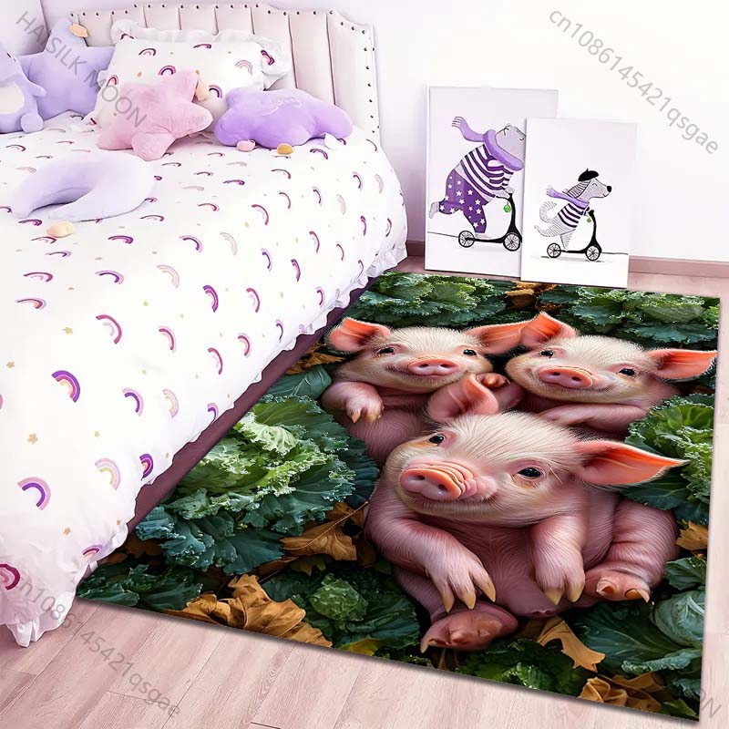 The Three Little Pigs in the Garden Carpet for Living Room Bedroom Bathroom Mat Creative Doormat Sofa Table Home Decor Area Rug