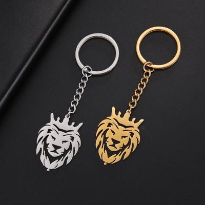 1pc Alloy Keychain with Hollowed Out Lion Head Pendant, Niche Design, Punk Trend, Stainless Steel Keychain