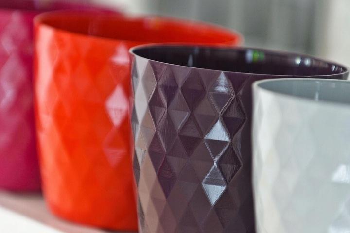 Gray plastic flower pot Cristal 14 x 12 cm