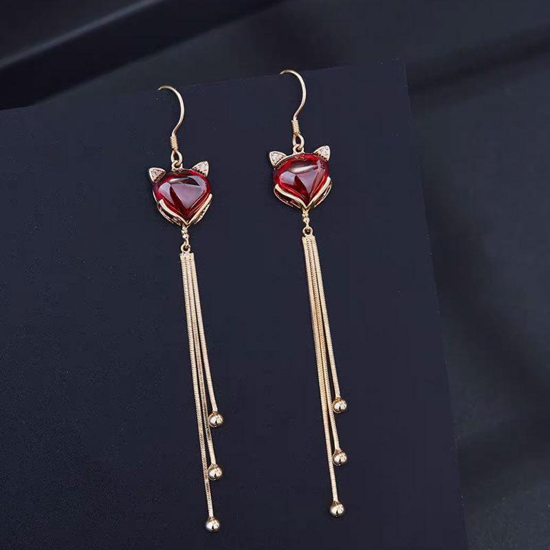 Chinese Red Series Festive Earrings: Retro National Style for New Year & Christmas Gifts
