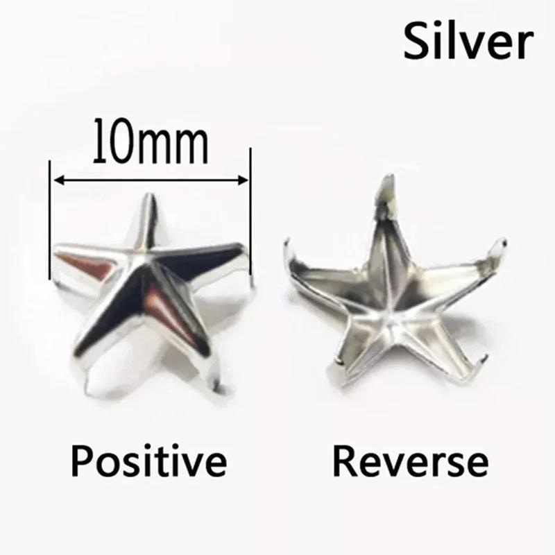 Star Rivets 7mm 10mm 15mm 20mm Gold Silver Buttons DIY Scrapbooking Embellishment Handmade Shoes Bags Fastener Brads Decors