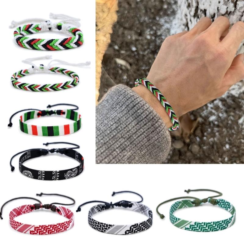 Unique Arab Inspired Cotton Wristband Adjustable Handchain Handmade Multicolor Wristchain Ornament for Trendy Outfits