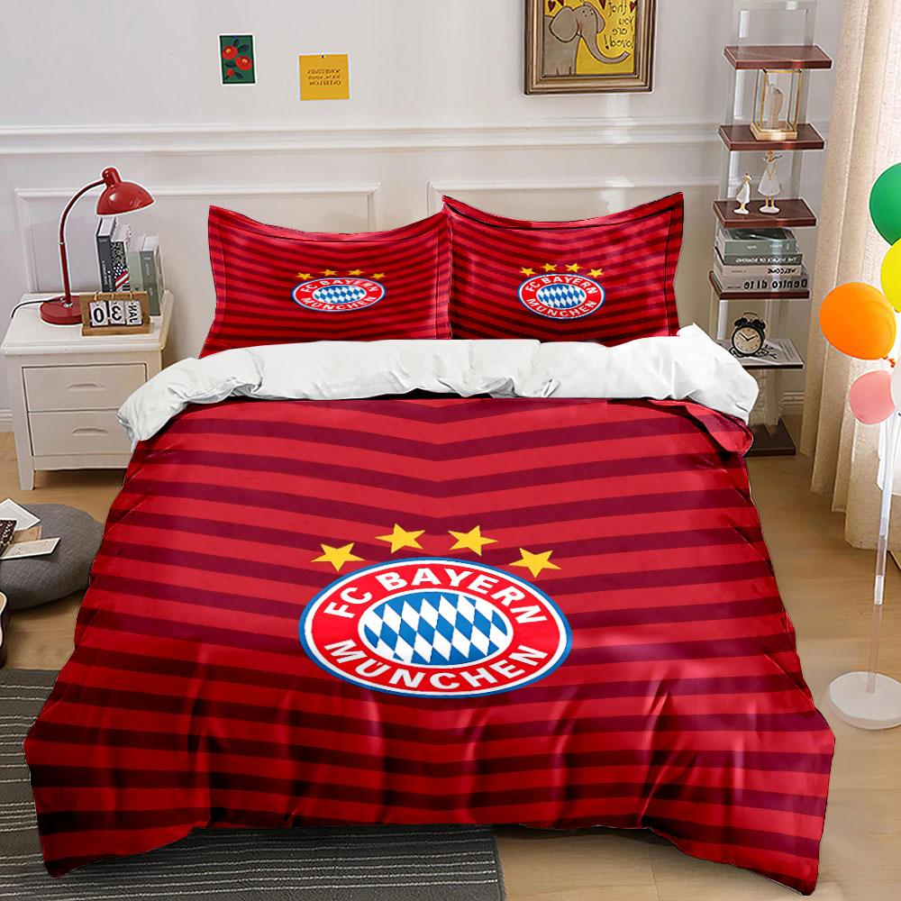 "Red Stripe FC Bayern Bedding" Bedding Duvet Cover Set Duvet Cover Pillowcases  (1 * Duvet Cover 2 * Pillowcases, Without Duvet Insert)