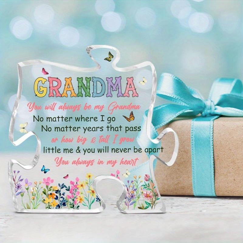 Grandma Puzzle Piece Centerpiece, Decorative Acrylic Sign with Love from Grandkids, Best Gift for Grandma Grandmother Mom